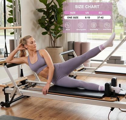 Grip Pilates Crew Socks for Women, Non Slip Yoga Socks with Grips for Barre Hospital Grippy Sticky Sock