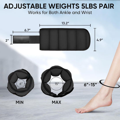 Adjustable Ankle Weights for Women and Men, Modularized Leg Weight Straps for Yoga, Walking, Running, Aerobics, Gym, Physical Therapy
