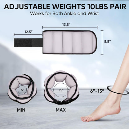 Adjustable Ankle Weights for Women and Men, Modularized Leg Weight Straps for Yoga, Walking, Running, Aerobics, Gym, Physical Therapy