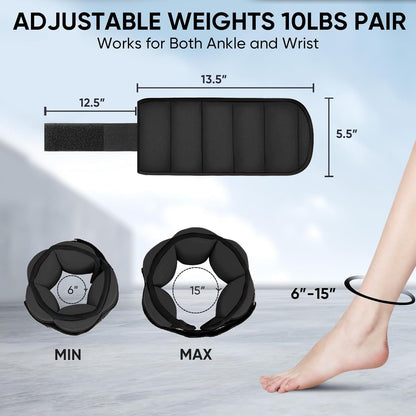 Adjustable Ankle Weights for Women and Men, Modularized Leg Weight Straps for Yoga, Walking, Running, Aerobics, Gym, Physical Therapy