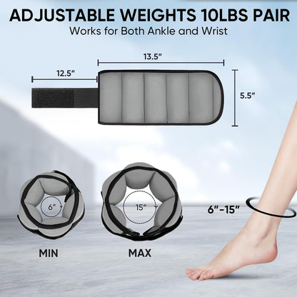 Adjustable Ankle Weights for Women and Men, Modularized Leg Weight Straps for Yoga, Walking, Running, Aerobics, Gym, Physical Therapy