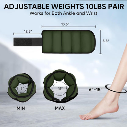 Adjustable Ankle Weights for Women and Men, Modularized Leg Weight Straps for Yoga, Walking, Running, Aerobics, Gym, Physical Therapy