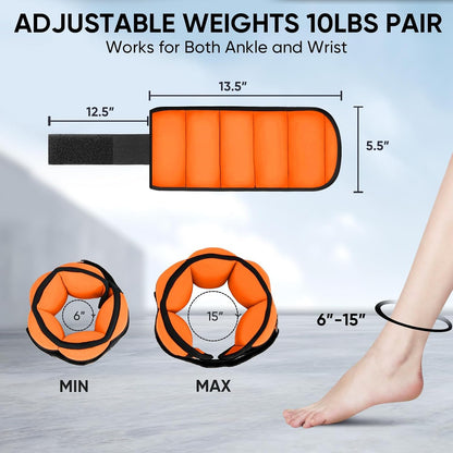 Adjustable Ankle Weights for Women and Men, Modularized Leg Weight Straps for Yoga, Walking, Running, Aerobics, Gym, Physical Therapy