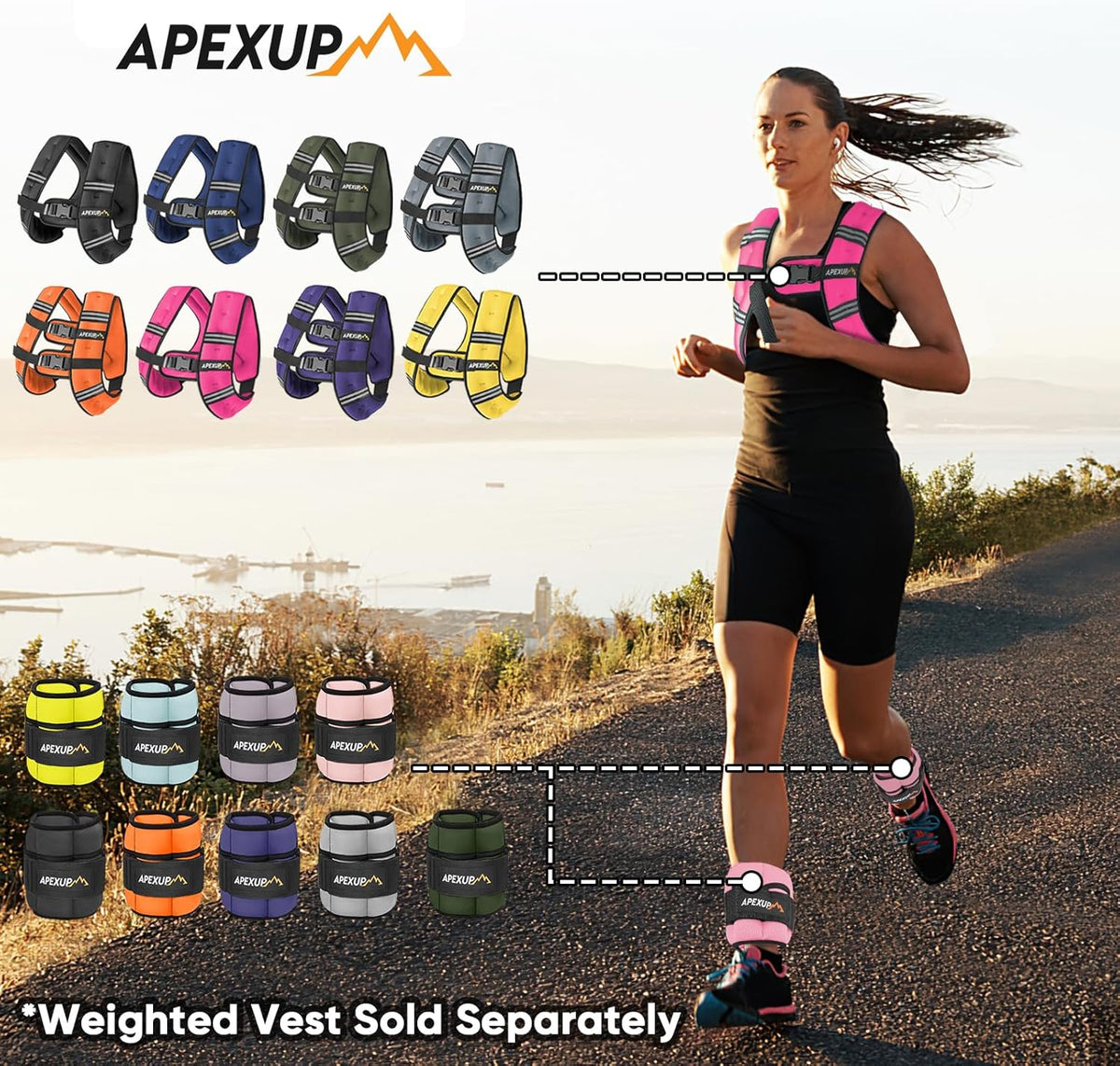 Adjustable Ankle Weights for Women and Men, Modularized Leg Weight Straps for Yoga, Walking, Running, Aerobics, Gym, Physical Therapy