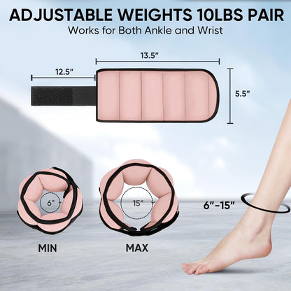 Adjustable Ankle Weights for Women and Men, Modularized Leg Weight Straps for Yoga, Walking, Running, Aerobics, Gym, Physical Therapy