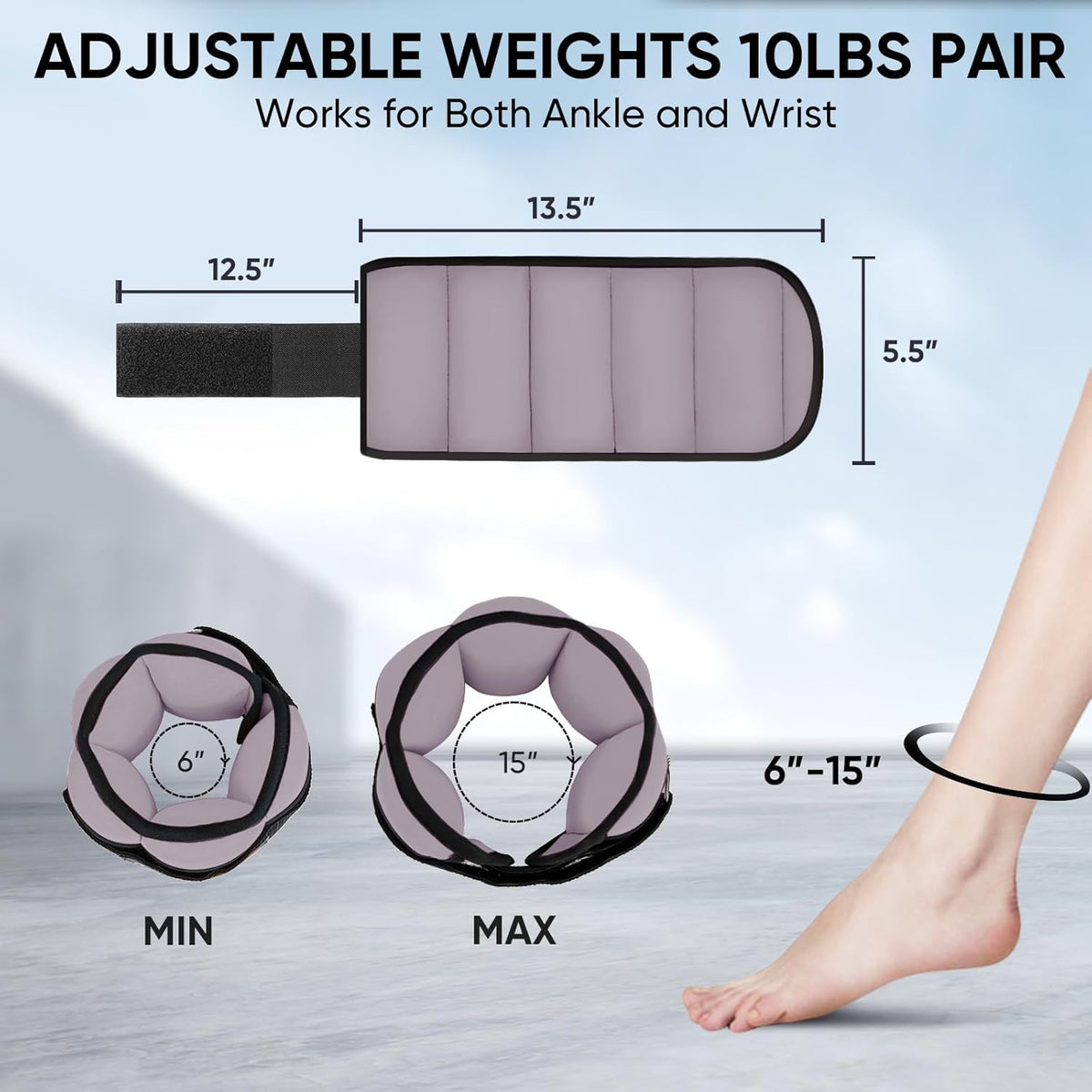 Adjustable Ankle Weights for Women and Men, Modularized Leg Weight Straps for Yoga, Walking, Running, Aerobics, Gym, Physical Therapy