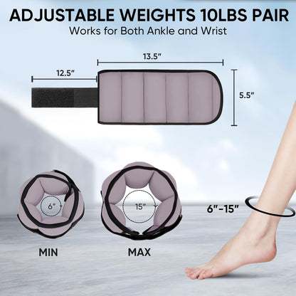 Adjustable Ankle Weights for Women and Men, Modularized Leg Weight Straps for Yoga, Walking, Running, Aerobics, Gym, Physical Therapy