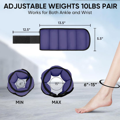 Adjustable Ankle Weights for Women and Men, Modularized Leg Weight Straps for Yoga, Walking, Running, Aerobics, Gym, Physical Therapy