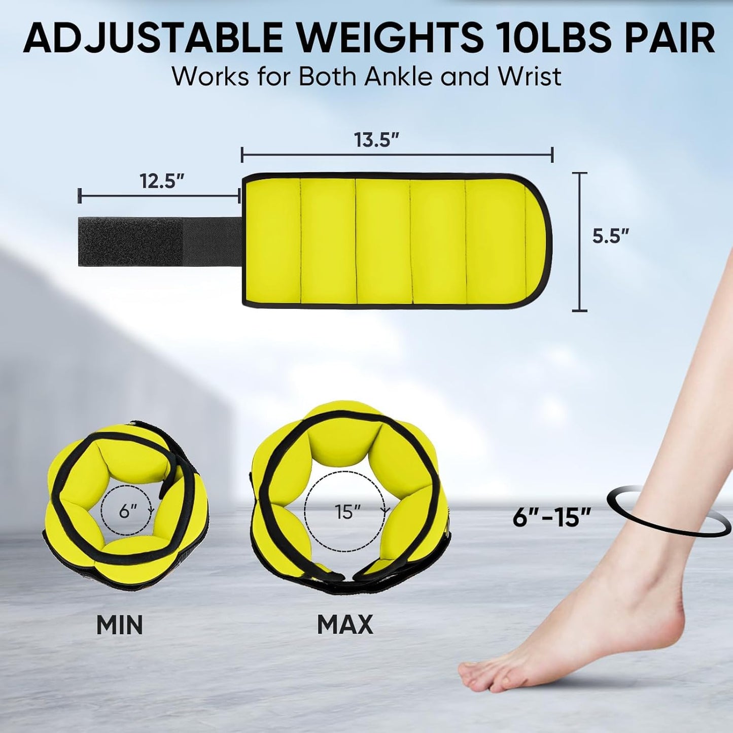 Adjustable Ankle Weights for Women and Men, Modularized Leg Weight Straps for Yoga, Walking, Running, Aerobics, Gym, Physical Therapy