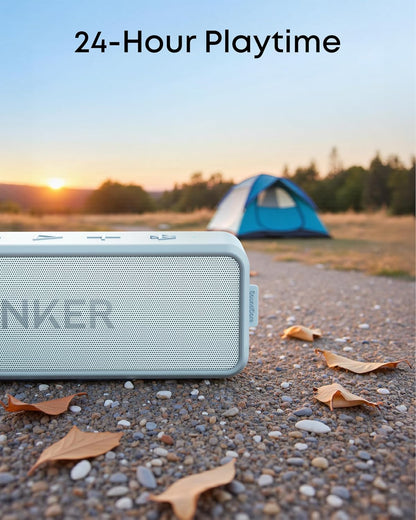 Soundcore 2 Portable Bluetooth Speaker with Stereo Sound, Bluetooth 5, Bassup, IPX7 Waterproof, 24-Hour Playtime, Wireless, Speaker for Home, Outdoors, Travel