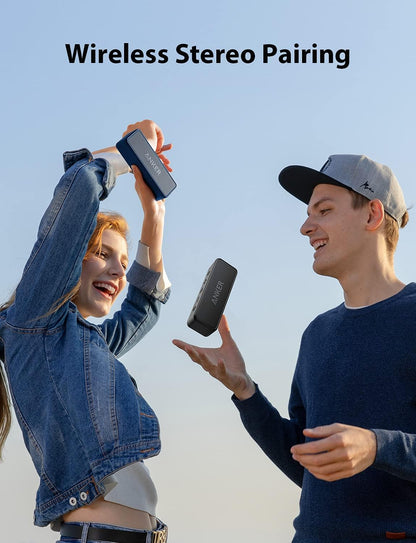 Soundcore 2 Portable Bluetooth Speaker with Stereo Sound, Bluetooth 5, Bassup, IPX7 Waterproof, 24-Hour Playtime, Wireless, Speaker for Home, Outdoors, Travel