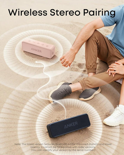 Soundcore 2 Portable Bluetooth Speaker with Stereo Sound, Bluetooth 5, Bassup, IPX7 Waterproof, 24-Hour Playtime, Wireless, Speaker for Home, Outdoors, Travel