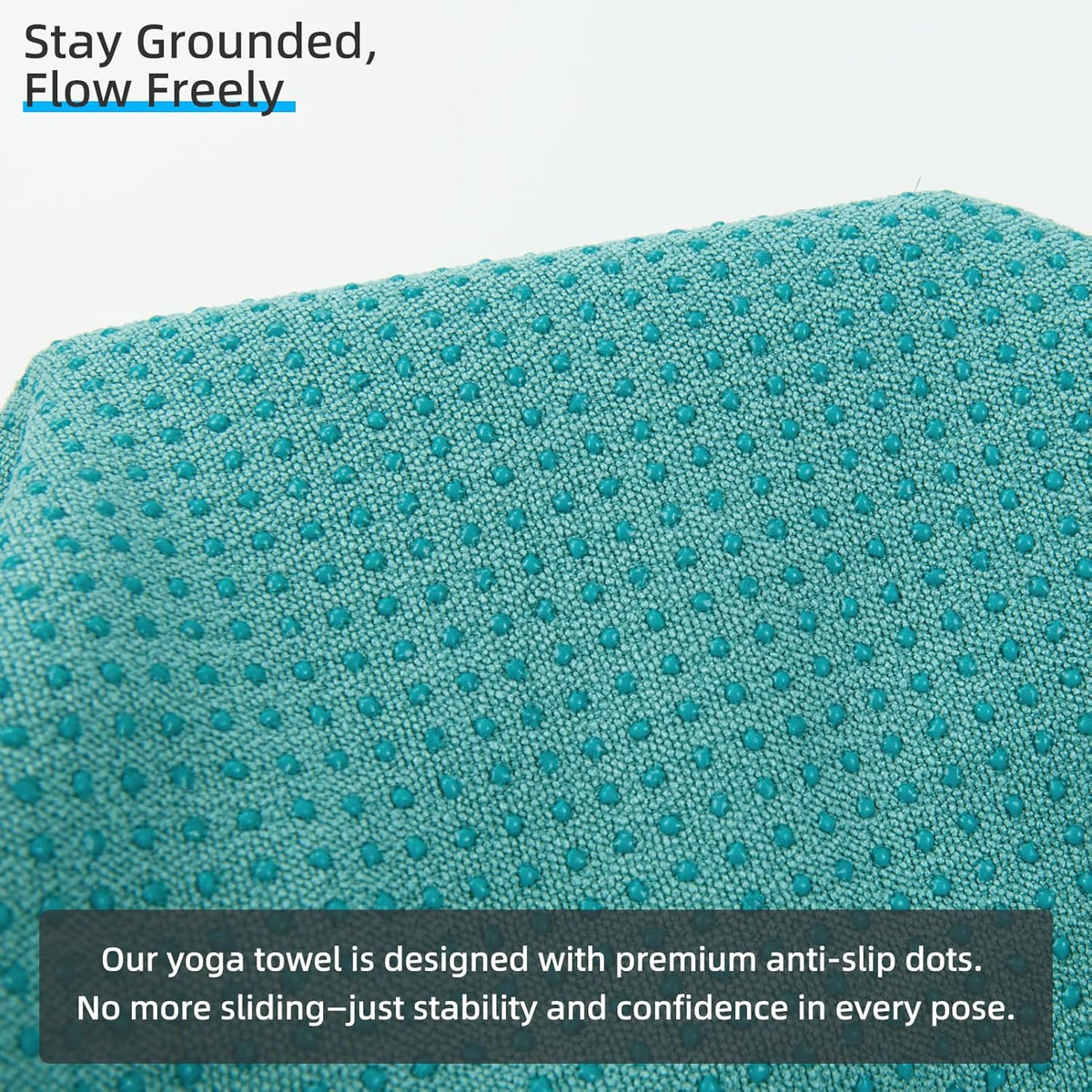 Non-Slip Extra Thick Hot Yoga Towel with One Sweat Towel, Microfiber Sweat Absorbent Yoga Mat Towel with Grip Dot, Pilates Mat, 72" x 24", Grey
