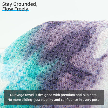 Non-Slip Extra Thick Hot Yoga Towel with One Sweat Towel, Microfiber Sweat Absorbent Yoga Mat Towel with Grip Dot, Pilates Mat, 72" x 24", Grey