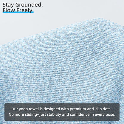 Non-Slip Extra Thick Hot Yoga Towel with One Sweat Towel, Microfiber Sweat Absorbent Yoga Mat Towel with Grip Dot, Pilates Mat, 72" x 24", Grey