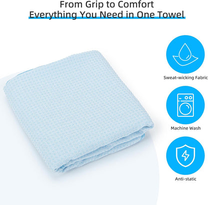 Non-Slip Extra Thick Hot Yoga Towel with One Sweat Towel, Microfiber Sweat Absorbent Yoga Mat Towel with Grip Dot, Pilates Mat, 72" x 24", Grey