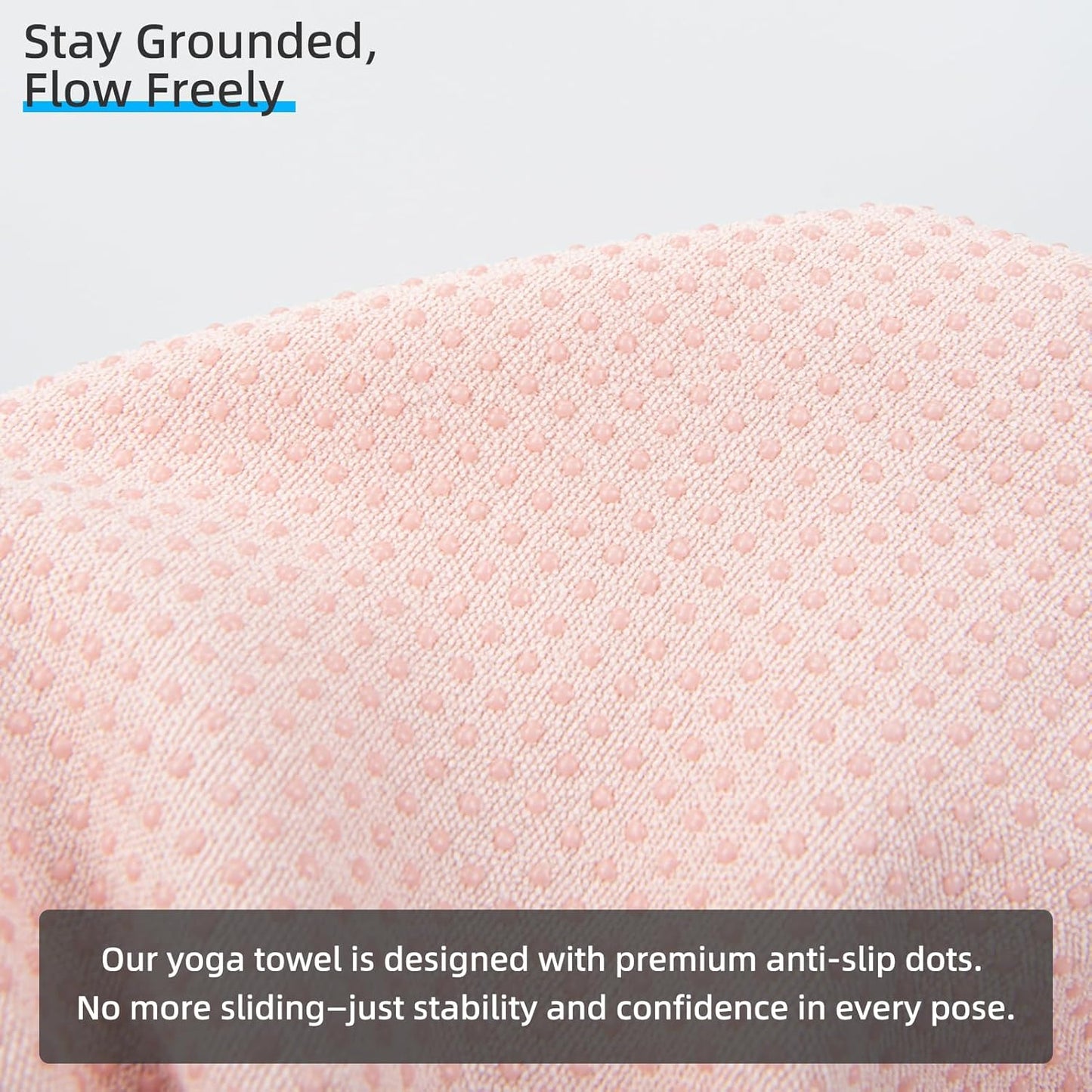 Non-Slip Extra Thick Hot Yoga Towel with One Sweat Towel, Microfiber Sweat Absorbent Yoga Mat Towel with Grip Dot, Pilates Mat, 72" x 24", Grey