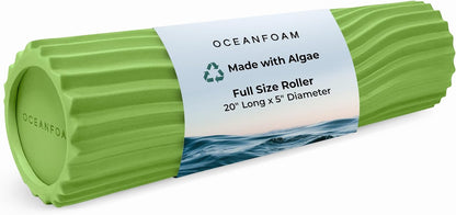Tidal Roller - Natural - Muscle Massage Foam Roller for Back Pain & Stretching - Firm and Ergonomic Wide Wave Textured - Yoga, Athletics, & Wellness - Full Size, 20" x 5" - Colors A