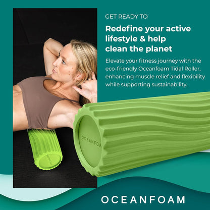 Tidal Roller - Natural - Muscle Massage Foam Roller for Back Pain & Stretching - Firm and Ergonomic Wide Wave Textured - Yoga, Athletics, & Wellness - Full Size, 20" x 5" - Colors A