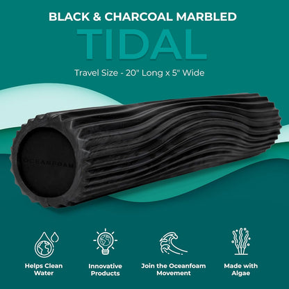 Tidal Roller - Natural - Muscle Massage Foam Roller for Back Pain & Stretching - Firm and Ergonomic Wide Wave Textured - Yoga, Athletics, & Wellness - Full Size, 20" x 5" - Colors A