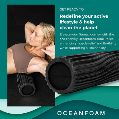 Tidal Roller - Natural - Muscle Massage Foam Roller for Back Pain & Stretching - Firm and Ergonomic Wide Wave Textured - Yoga, Athletics, & Wellness - Full Size, 20" x 5" - Colors A