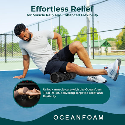 Tidal Roller - Natural - Muscle Massage Foam Roller for Back Pain & Stretching - Firm and Ergonomic Wide Wave Textured - Yoga, Athletics, & Wellness - Full Size, 20" x 5" - Colors A