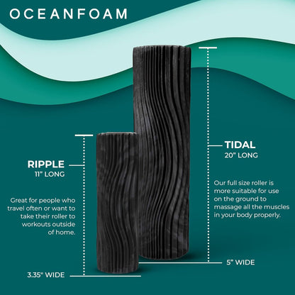 Tidal Roller - Natural - Muscle Massage Foam Roller for Back Pain & Stretching - Firm and Ergonomic Wide Wave Textured - Yoga, Athletics, & Wellness - Full Size, 20" x 5" - Colors A
