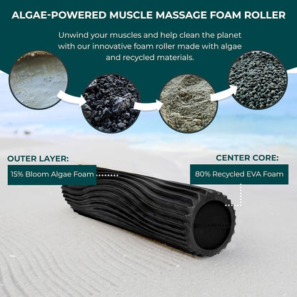 Tidal Roller - Natural - Muscle Massage Foam Roller for Back Pain & Stretching - Firm and Ergonomic Wide Wave Textured - Yoga, Athletics, & Wellness - Full Size, 20" x 5" - Colors A