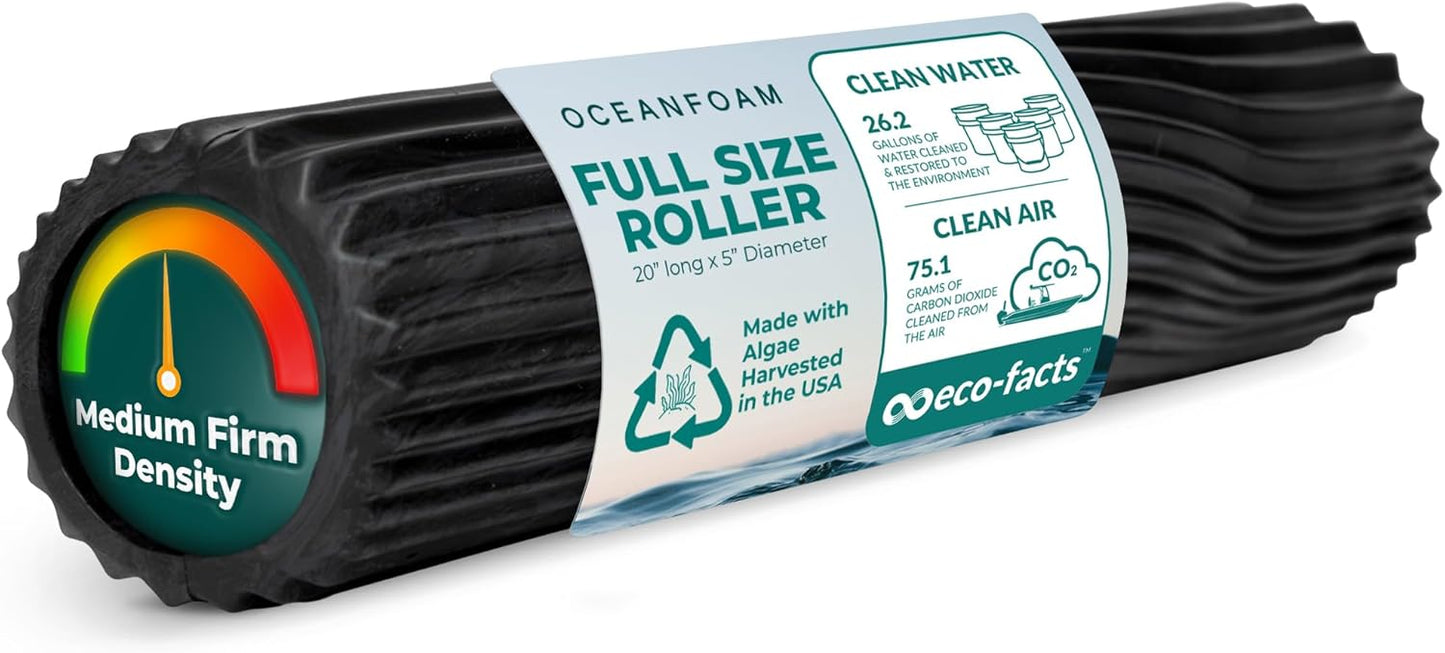 Tidal Roller - Natural - Muscle Massage Foam Roller for Back Pain & Stretching - Firm and Ergonomic Wide Wave Textured - Yoga, Athletics, & Wellness - Full Size, 20" x 5" - Colors A