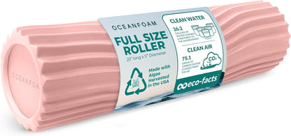 Tidal Roller - Natural - Muscle Massage Foam Roller for Back Pain & Stretching - Firm and Ergonomic Wide Wave Textured - Yoga, Athletics, & Wellness - Full Size, 20" x 5" - Colors A