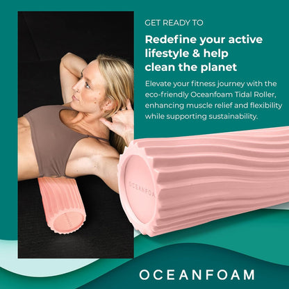 Tidal Roller - Natural - Muscle Massage Foam Roller for Back Pain & Stretching - Firm and Ergonomic Wide Wave Textured - Yoga, Athletics, & Wellness - Full Size, 20" x 5" - Colors A