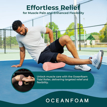 Tidal Roller - Natural - Muscle Massage Foam Roller for Back Pain & Stretching - Firm and Ergonomic Wide Wave Textured - Yoga, Athletics, & Wellness - Full Size, 20" x 5" - Colors A