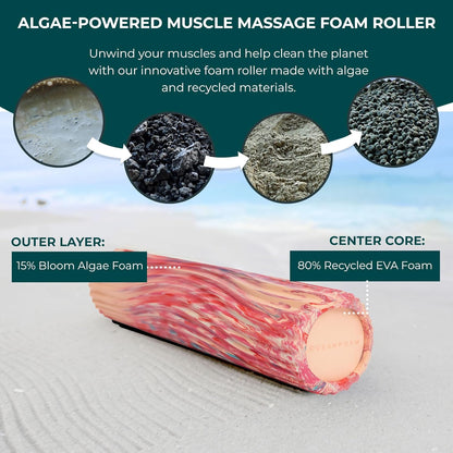Tidal Roller - Natural - Muscle Massage Foam Roller for Back Pain & Stretching - Firm and Ergonomic Wide Wave Textured - Yoga, Athletics, & Wellness - Full Size, 20" x 5" - Colors A