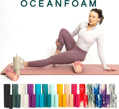 Tidal Roller - Natural - Muscle Massage Foam Roller for Back Pain & Stretching - Firm and Ergonomic Wide Wave Textured - Yoga, Athletics, & Wellness - Full Size, 20" x 5" - Colors A