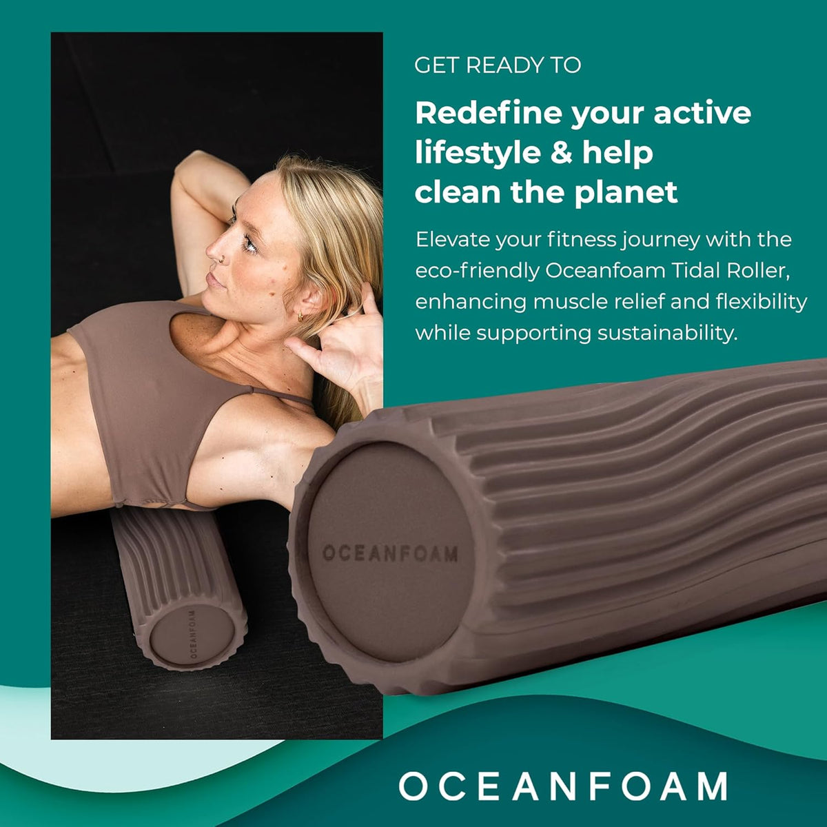 Tidal Roller - Natural - Muscle Massage Foam Roller for Back Pain & Stretching - Firm and Ergonomic Wide Wave Textured - Yoga, Athletics, & Wellness - Full Size, 20" x 5" - Colors A