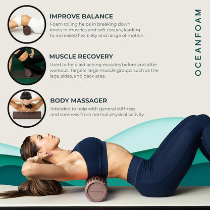 Tidal Roller - Natural - Muscle Massage Foam Roller for Back Pain & Stretching - Firm and Ergonomic Wide Wave Textured - Yoga, Athletics, & Wellness - Full Size, 20" x 5" - Colors A