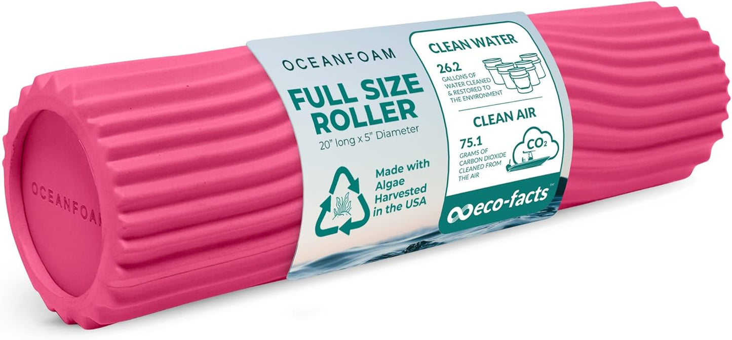 Tidal Roller - Natural - Muscle Massage Foam Roller for Back Pain & Stretching - Firm and Ergonomic Wide Wave Textured - Yoga, Athletics, & Wellness - Full Size, 20" x 5" - Colors A