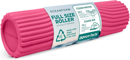 Tidal Roller - Natural - Muscle Massage Foam Roller for Back Pain & Stretching - Firm and Ergonomic Wide Wave Textured - Yoga, Athletics, & Wellness - Full Size, 20" x 5" - Colors A