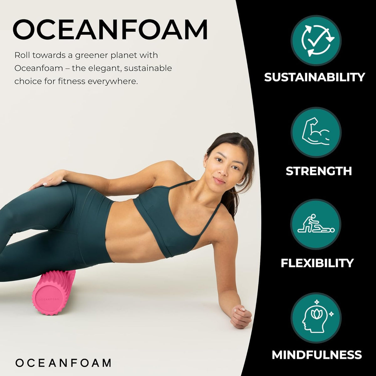 Tidal Roller - Natural - Muscle Massage Foam Roller for Back Pain & Stretching - Firm and Ergonomic Wide Wave Textured - Yoga, Athletics, & Wellness - Full Size, 20" x 5" - Colors A