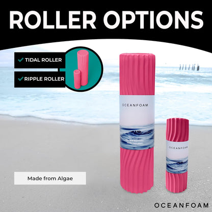Tidal Roller - Natural - Muscle Massage Foam Roller for Back Pain & Stretching - Firm and Ergonomic Wide Wave Textured - Yoga, Athletics, & Wellness - Full Size, 20" x 5" - Colors A