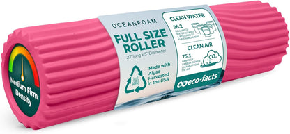 Tidal Roller - Natural - Muscle Massage Foam Roller for Back Pain & Stretching - Firm and Ergonomic Wide Wave Textured - Yoga, Athletics, & Wellness - Full Size, 20" x 5" - Colors A