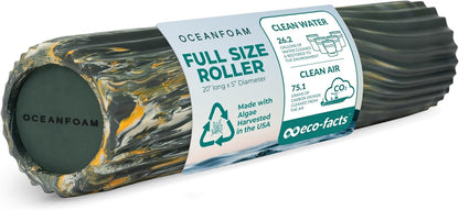 Tidal Roller - Natural - Muscle Massage Foam Roller for Back Pain & Stretching - Firm and Ergonomic Wide Wave Textured - Yoga, Athletics, & Wellness - Full Size, 20" x 5" - Colors A