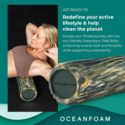 Tidal Roller - Natural - Muscle Massage Foam Roller for Back Pain & Stretching - Firm and Ergonomic Wide Wave Textured - Yoga, Athletics, & Wellness - Full Size, 20" x 5" - Colors A