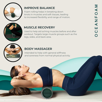 Tidal Roller - Natural - Muscle Massage Foam Roller for Back Pain & Stretching - Firm and Ergonomic Wide Wave Textured - Yoga, Athletics, & Wellness - Full Size, 20" x 5" - Colors A