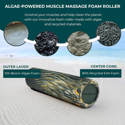 Tidal Roller - Natural - Muscle Massage Foam Roller for Back Pain & Stretching - Firm and Ergonomic Wide Wave Textured - Yoga, Athletics, & Wellness - Full Size, 20" x 5" - Colors A
