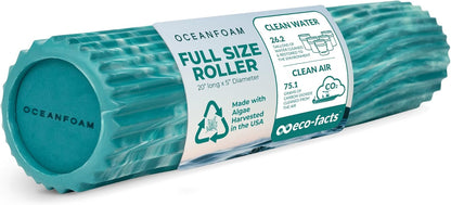 Tidal Roller - Natural - Muscle Massage Foam Roller for Back Pain & Stretching - Firm and Ergonomic Wide Wave Textured - Yoga, Athletics, & Wellness - Full Size, 20" x 5" - Colors A