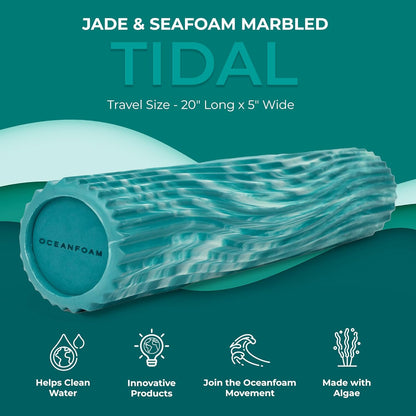 Tidal Roller - Natural - Muscle Massage Foam Roller for Back Pain & Stretching - Firm and Ergonomic Wide Wave Textured - Yoga, Athletics, & Wellness - Full Size, 20" x 5" - Colors A