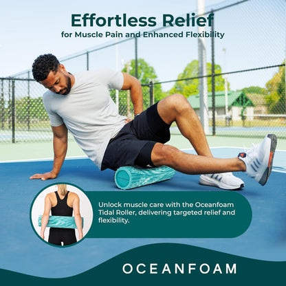 Tidal Roller - Natural - Muscle Massage Foam Roller for Back Pain & Stretching - Firm and Ergonomic Wide Wave Textured - Yoga, Athletics, & Wellness - Full Size, 20" x 5" - Colors A