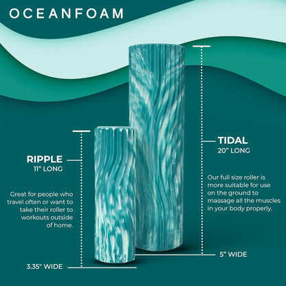 Tidal Roller - Natural - Muscle Massage Foam Roller for Back Pain & Stretching - Firm and Ergonomic Wide Wave Textured - Yoga, Athletics, & Wellness - Full Size, 20" x 5" - Colors A