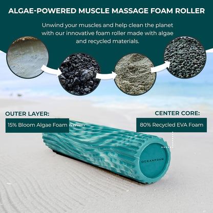 Tidal Roller - Natural - Muscle Massage Foam Roller for Back Pain & Stretching - Firm and Ergonomic Wide Wave Textured - Yoga, Athletics, & Wellness - Full Size, 20" x 5" - Colors A